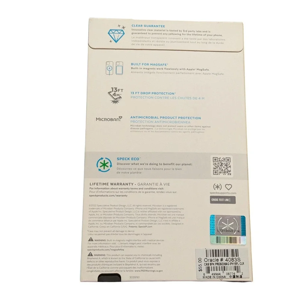J4. Speck Presidio Perfect-Clear with Chrome MagSafe Case For iPhone‎ 15 Plus